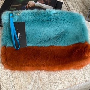 ZARA faux fur clutch purse handbag BNWT